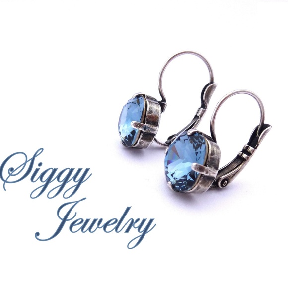 Swarovski® Crystal Earrings, Denim Blue, Square - Picture 5 of 8